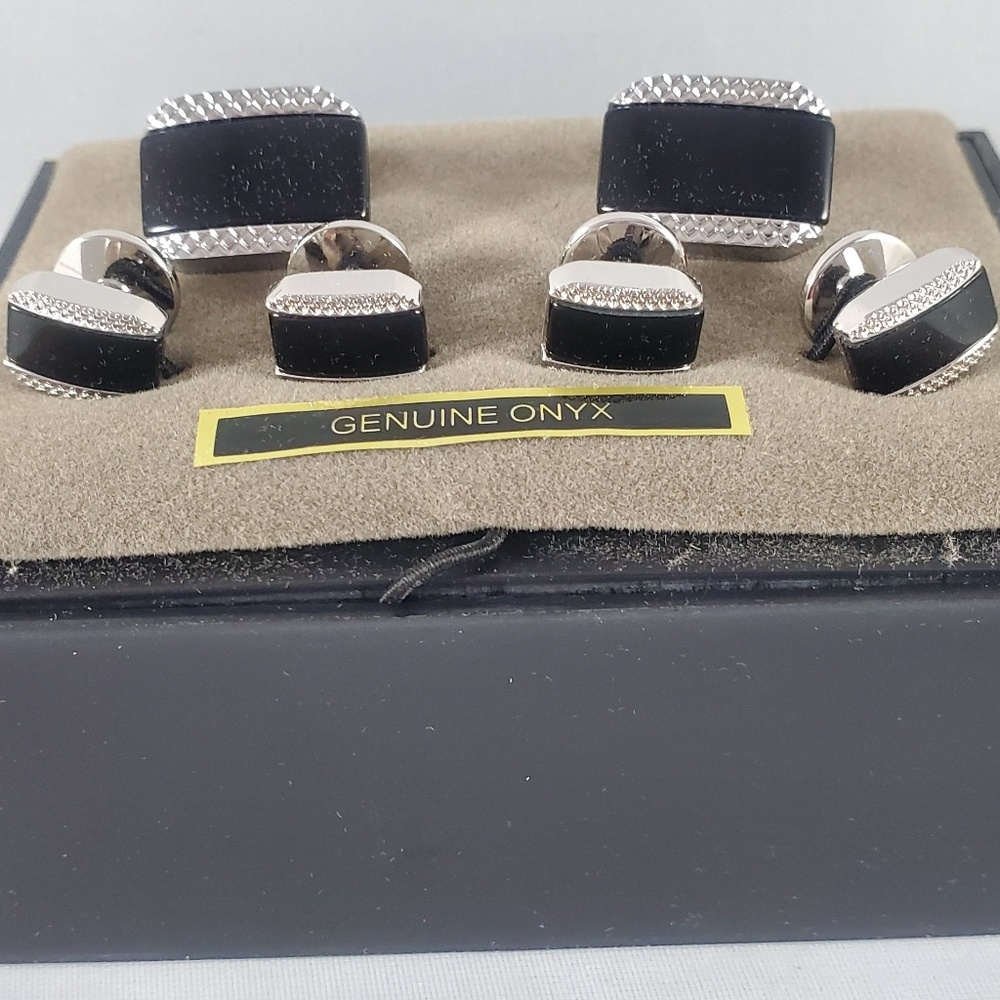 Jos. A. Bank Black Onyx and Silver tone Cuff links